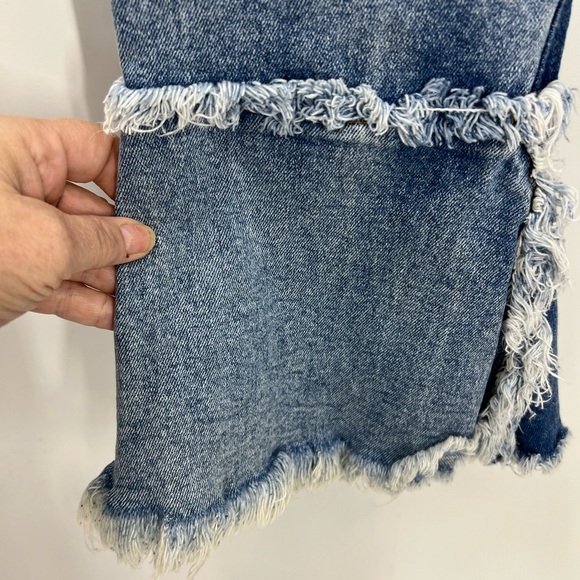 Akira deconstructed, patchwork, frayed bell, bottom, jeans, 17/32 - Picture 8 of 12